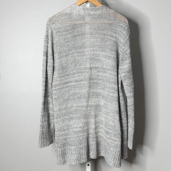 Eileen Fisher Cardigan Open Front Sweater Organic Linen Heather Grey Lightweight - Picture 3 of 16